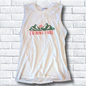 I'd Hike That White Tank Top sz S